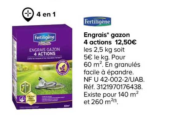 engrais gazon 4 actions fertiligène