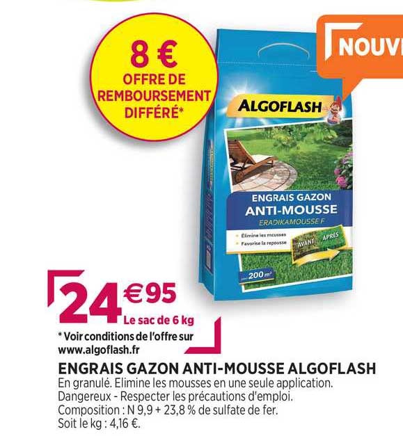engrais gazon anti-mousse algoflash
