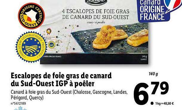 escalopes de foie gras de canard du sud-ouest igp à poêler deluxe