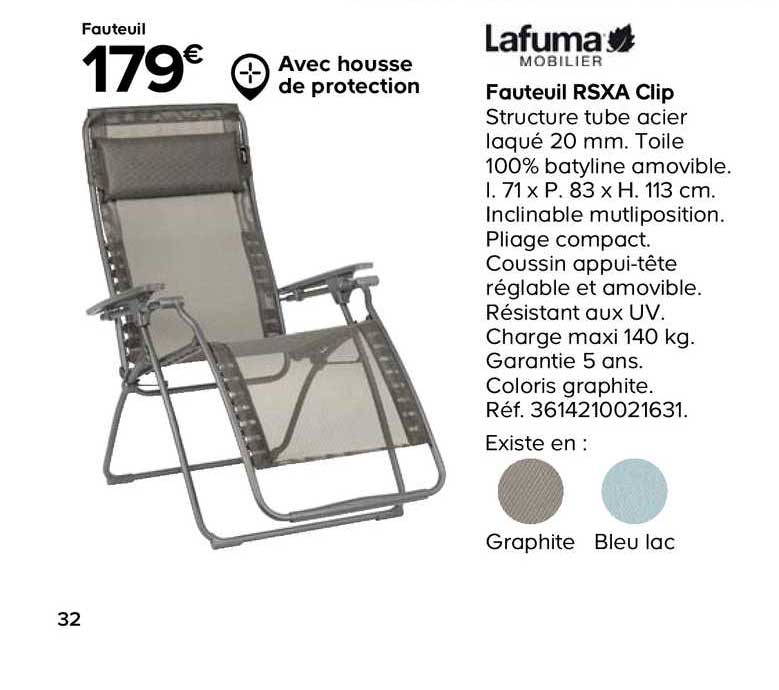 fauteuil rsxa clip lafuma mobilier