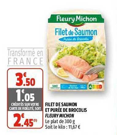 filet de saumon et purée de brocolis fleury michon