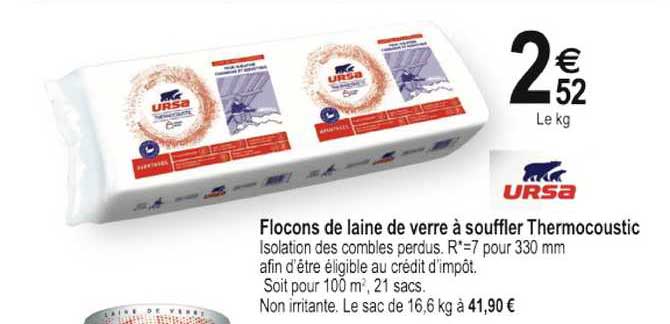 Flocons De Laine De Verre à Souffler Thermocoustic Ursa