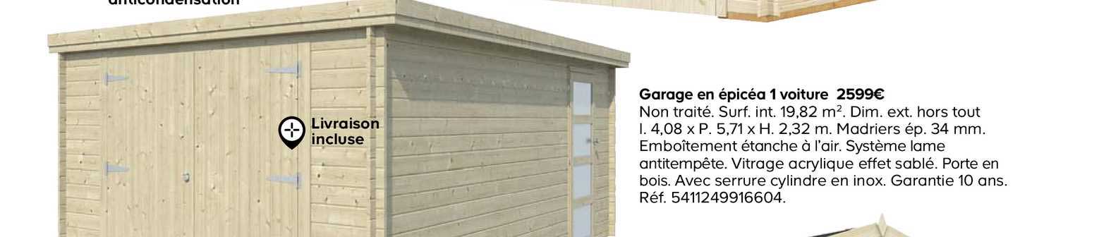 Garage En épicéa 1 Voiture