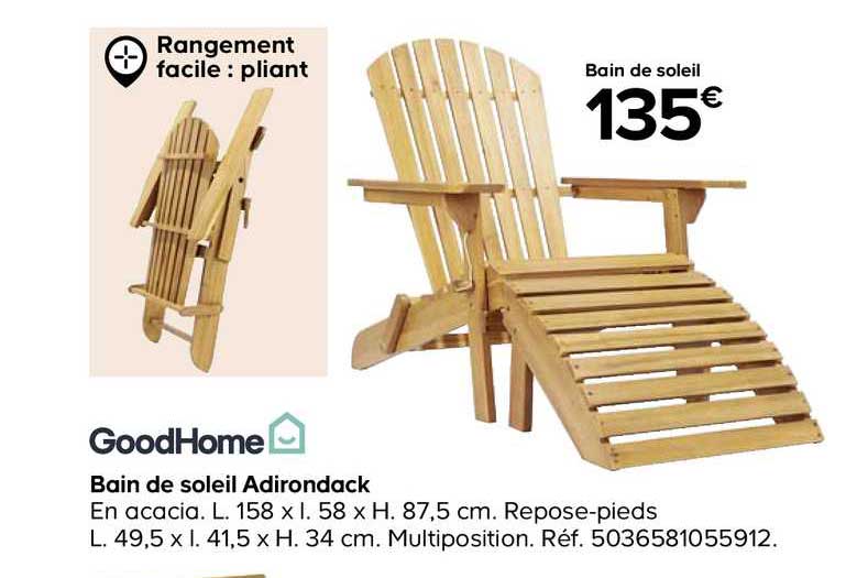 goodhome bain de soleil adirondack