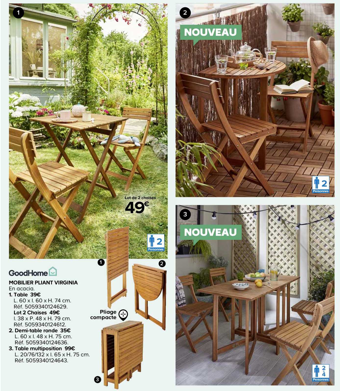 goodhome mobilier pliant virginia