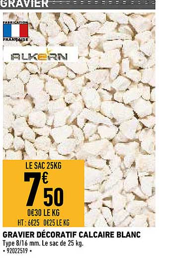 gravier décoratif calcaire blanc alkern