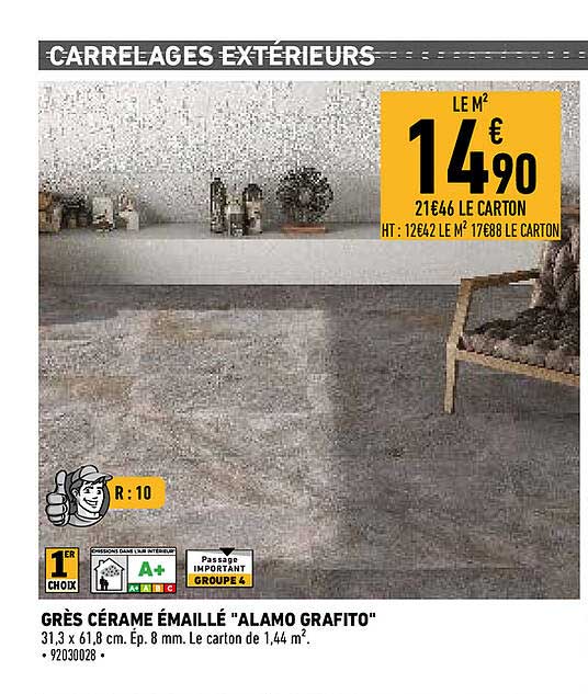 grès cérame émaillé "alamo grafito"