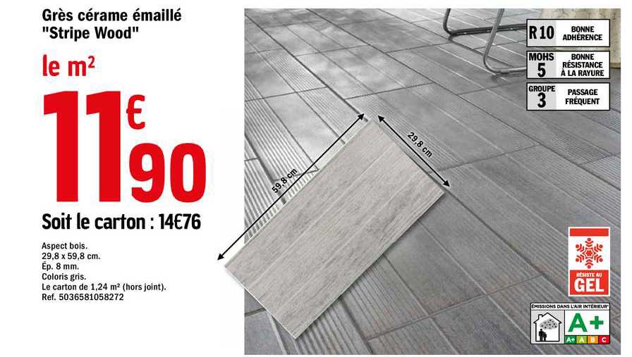 grès cérame émaillé "stripe wood"