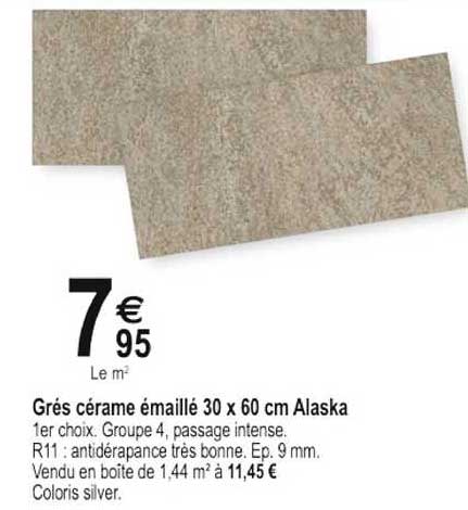 grés cérame émaillé 30 x 60 cm alaska