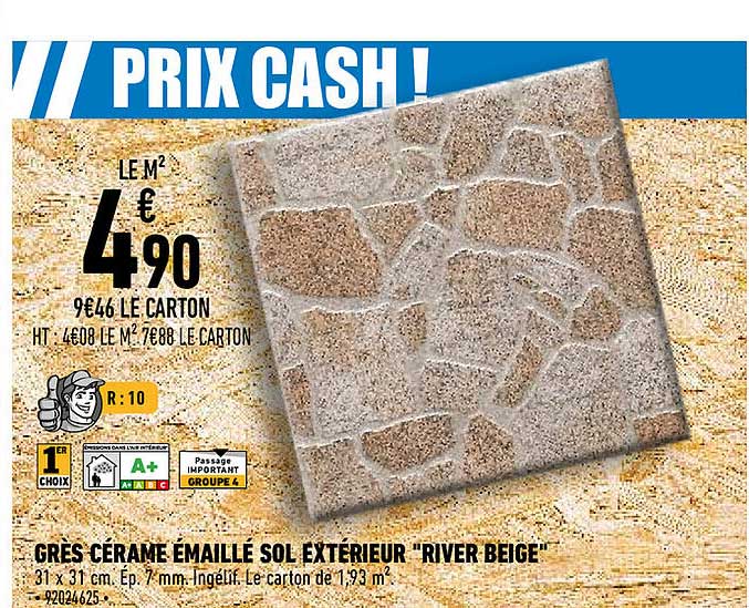 grès cérame émaillé sol extérieur "river beige"