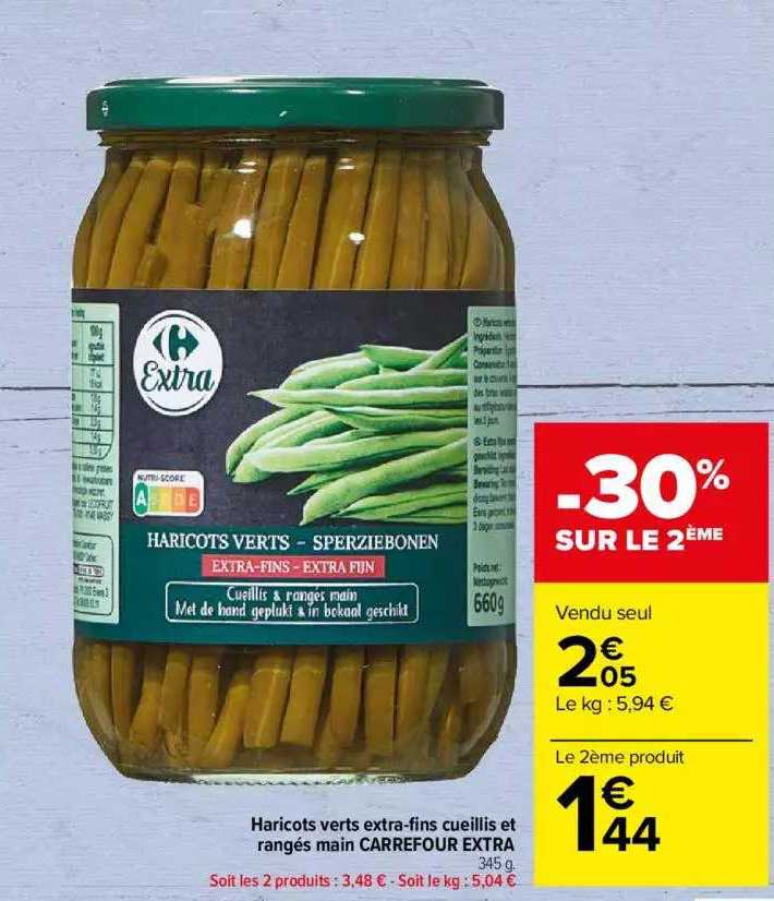haricots verts extra-fins cueillis et rangés main carrefour extra