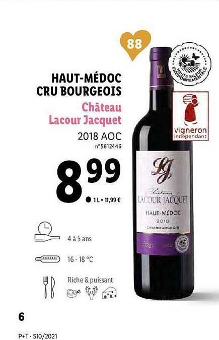 haut-médoc cru bourgeois château lacour jacquet 2018 aoc