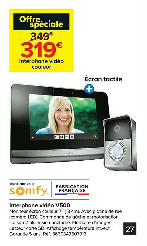 interphone vidéo v500 somfy