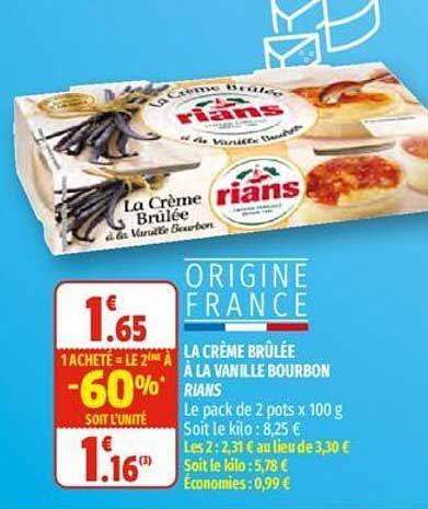 la crème brûlée à la vanille bourbon rians
