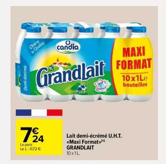 lait demi-écrémé u.h.t. «maxi format» grandlait