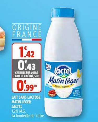 lait sans lactose matin léger lactel