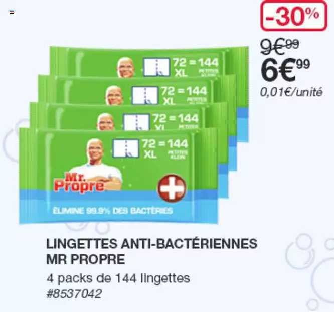 lingettes anti-bactériennes mr propre