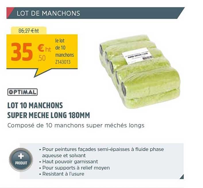 Lot 110 Manchons Super Mèche Long 180mm Optimal