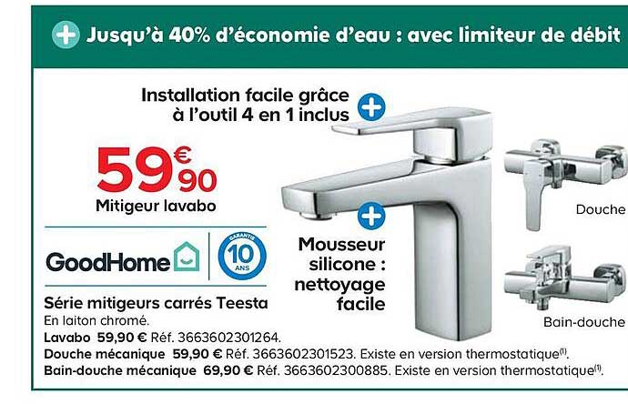 mitigeur lavabo série mitigeurs carrés teesta goodhome