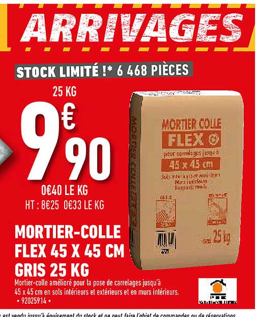 mortier-colle flex 45 x 45 cm gris 25 kg