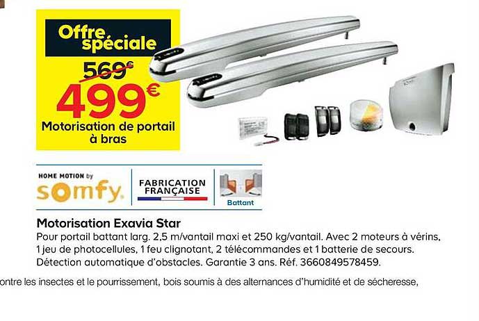 motorisation de portail à bras exavia star home motion by somfy
