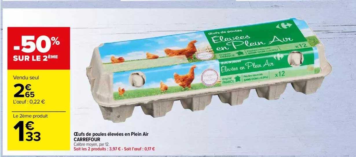 oeufs de poules élevées en plein air carrefour