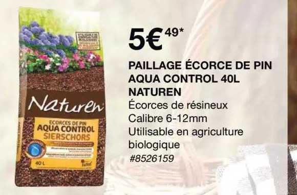 paillage écorce de pin aqua control 40l naturen