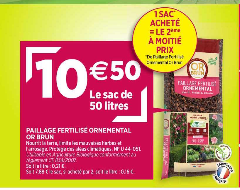 paillage fertilisé ornemental or brun