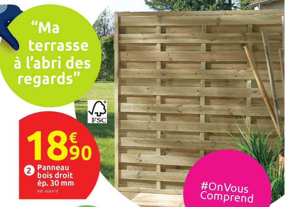 panneau bois droit ép. 30 mm