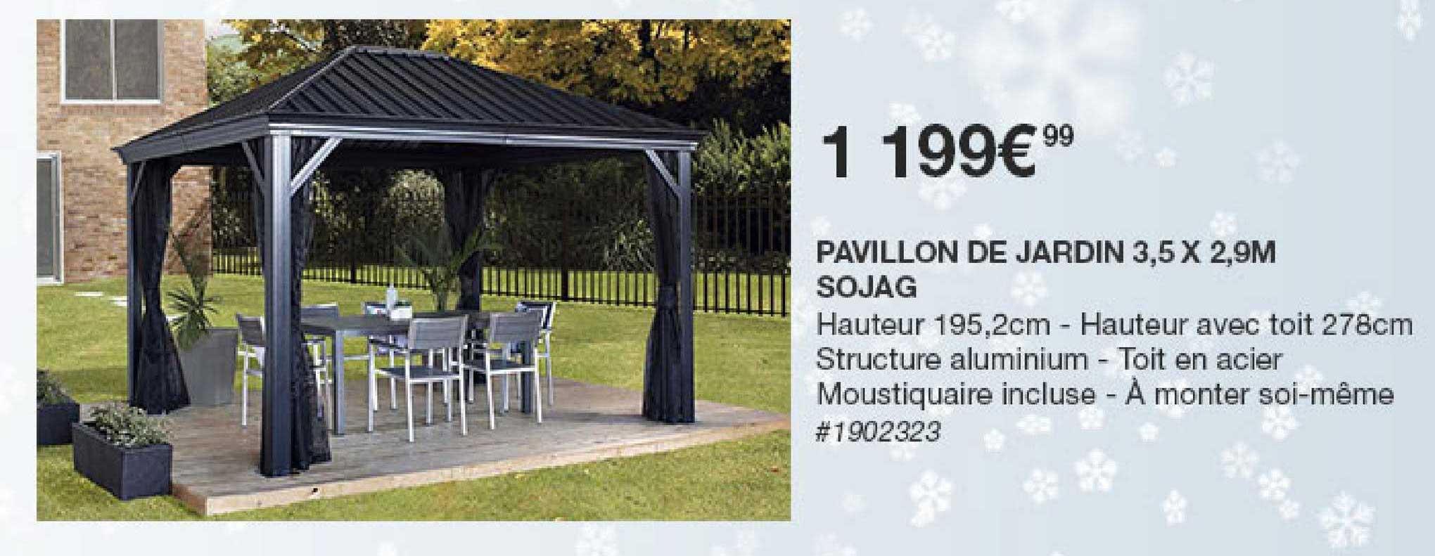 pavillon de jardin 3,5 x 2,9m sojag