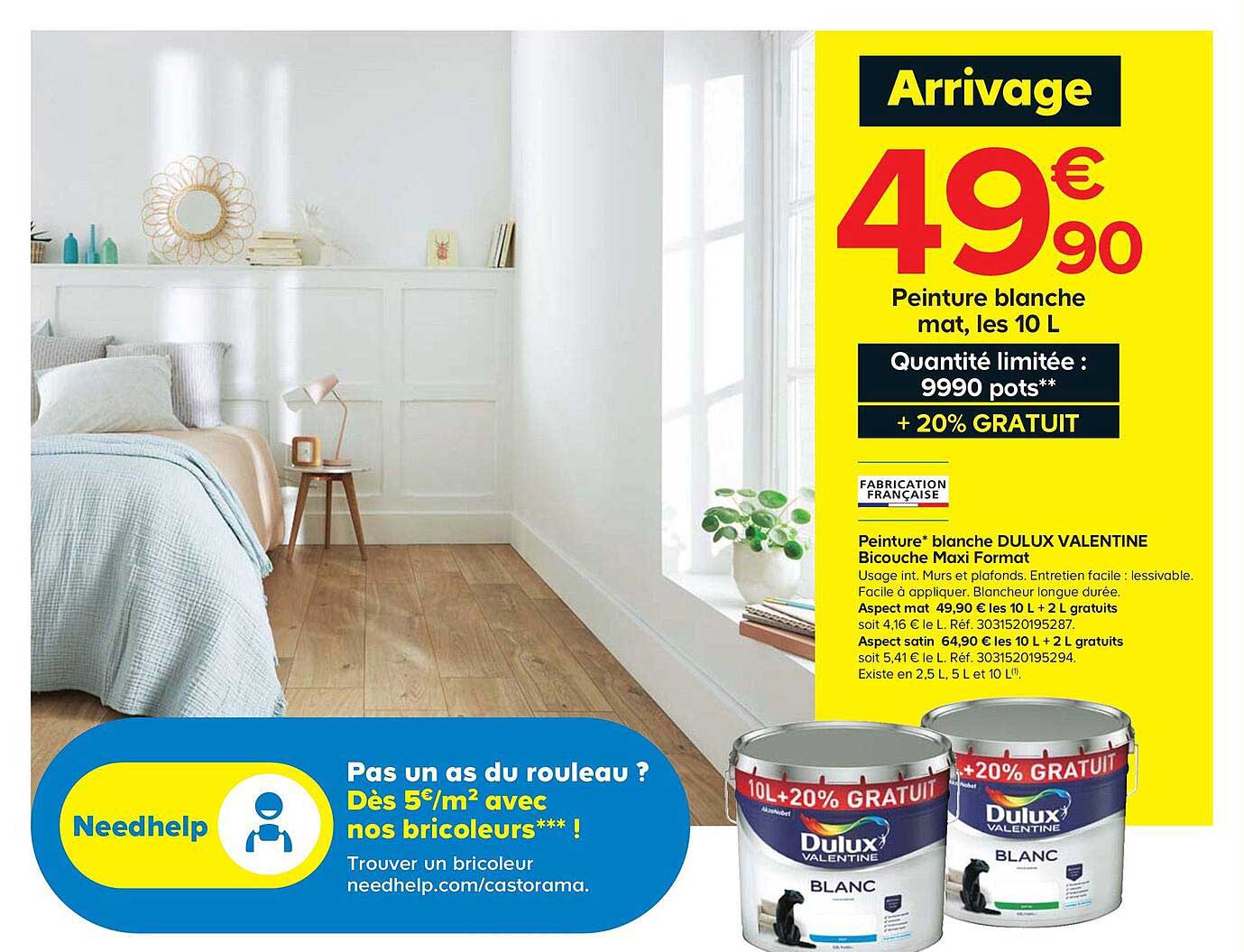 peinture blanche mat dulux valentine bicouche maxi format