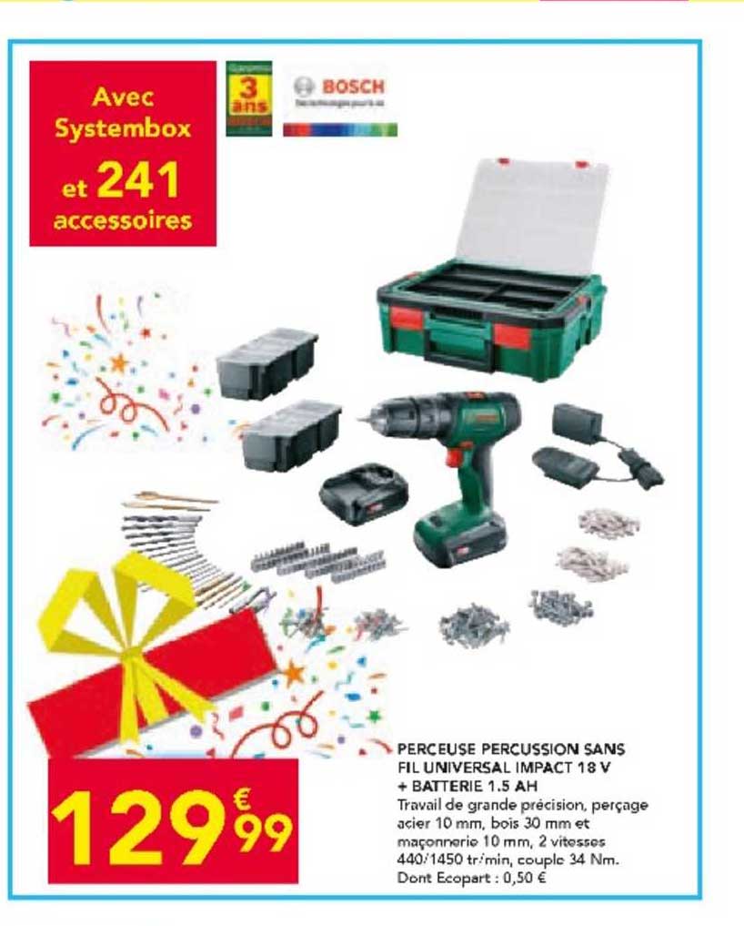 perceuse percussion sans fil universal impact 18 v + batterie 1.5 ah bosch