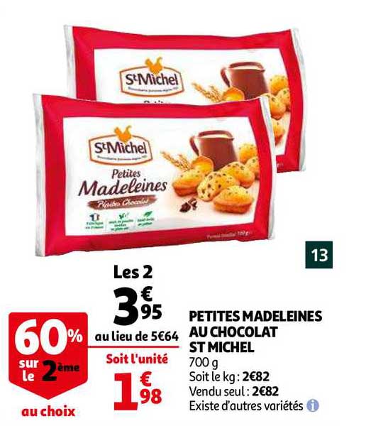 petites madeleines au chocolat st michel