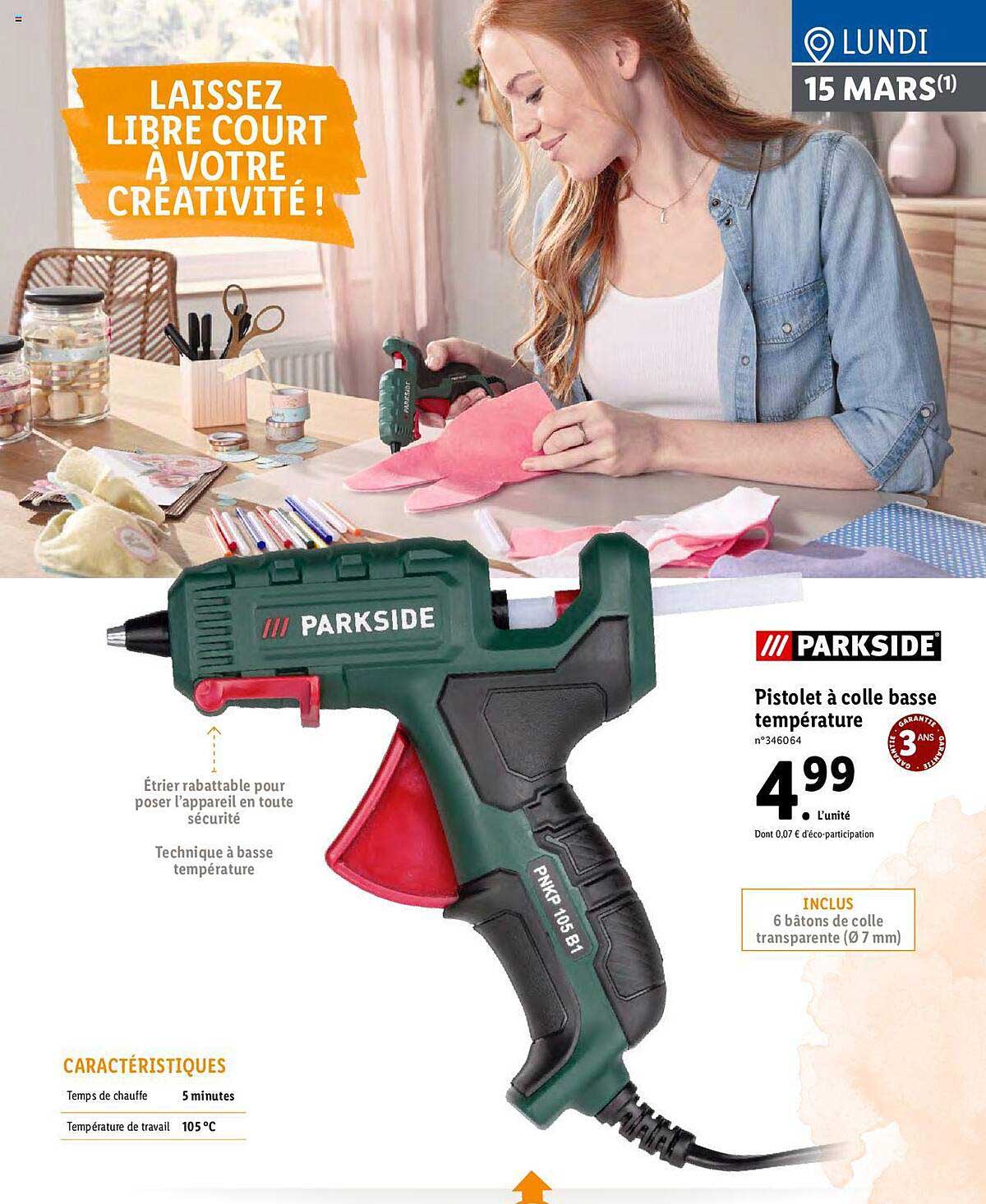 pistolet à colle basse température parkside