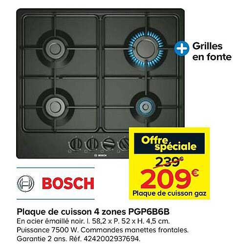 plaque de cuisson 4 zones pgp6b6b bosch