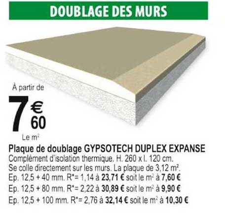 plaque de doublage gypsotech duplex expanse