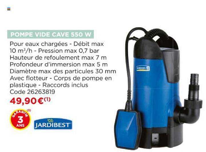 pompe vide cave 550 w jardibest
