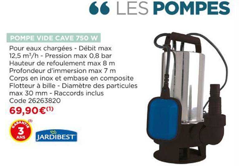 pompe vide cave 750 w jardibest