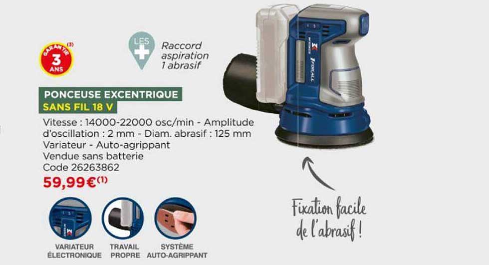 ponceuse excentrique sans fil 18 v