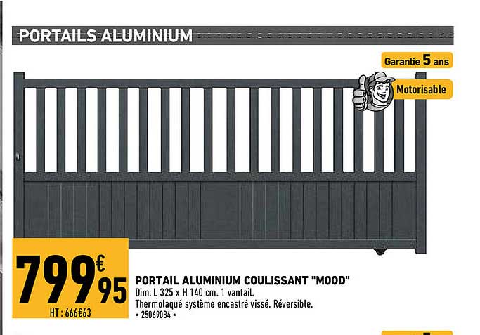 portail aluminium coulissant "mood"