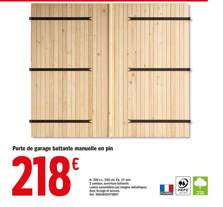 Porte De Garage Battante Manuelle En Pin