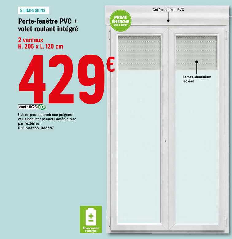 Porte-fenêtre Pvc + Volet Roulant Intégré