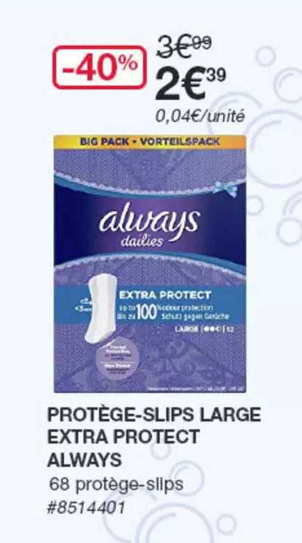protège-slips large extra protect always