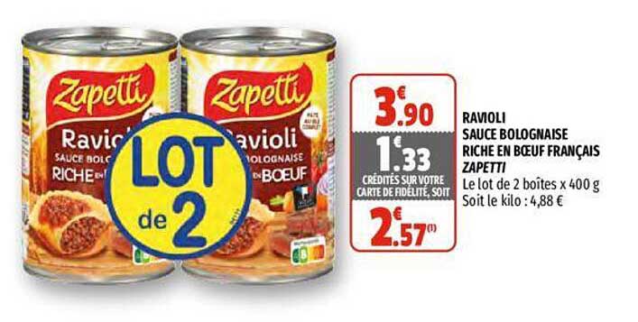 ravioli sauce bolognaise riche en bœuf français zapetti