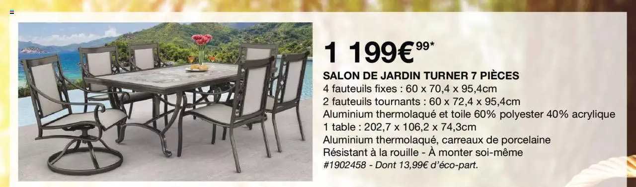 salon de jardin turner 7 pièces