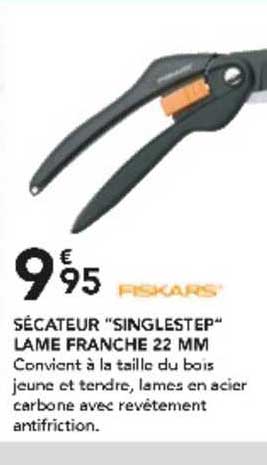 sécateur "singlestep" lame franche 22 mm fiskars