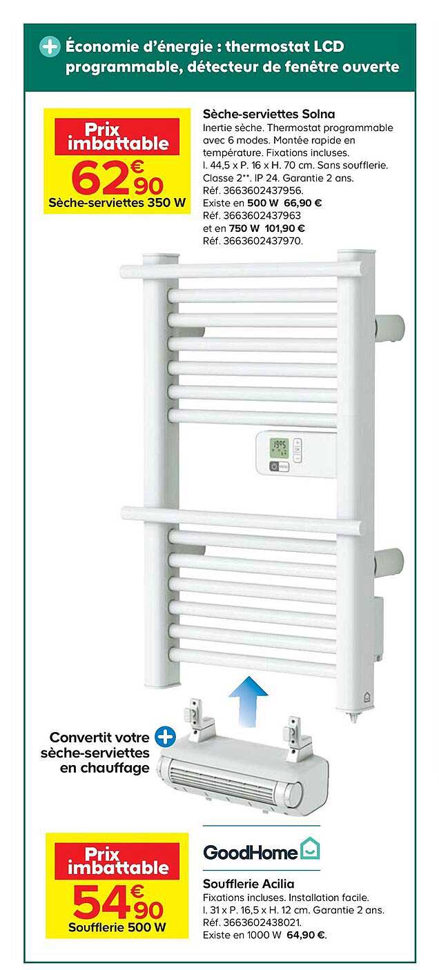 Sèche Serviettes Solna Soufflerie Acilia Goodhome