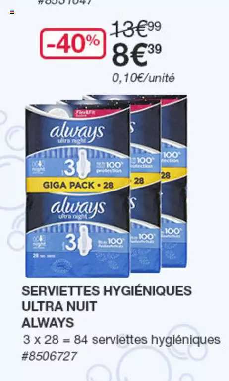serviettes hygiéniques ultra nuit always