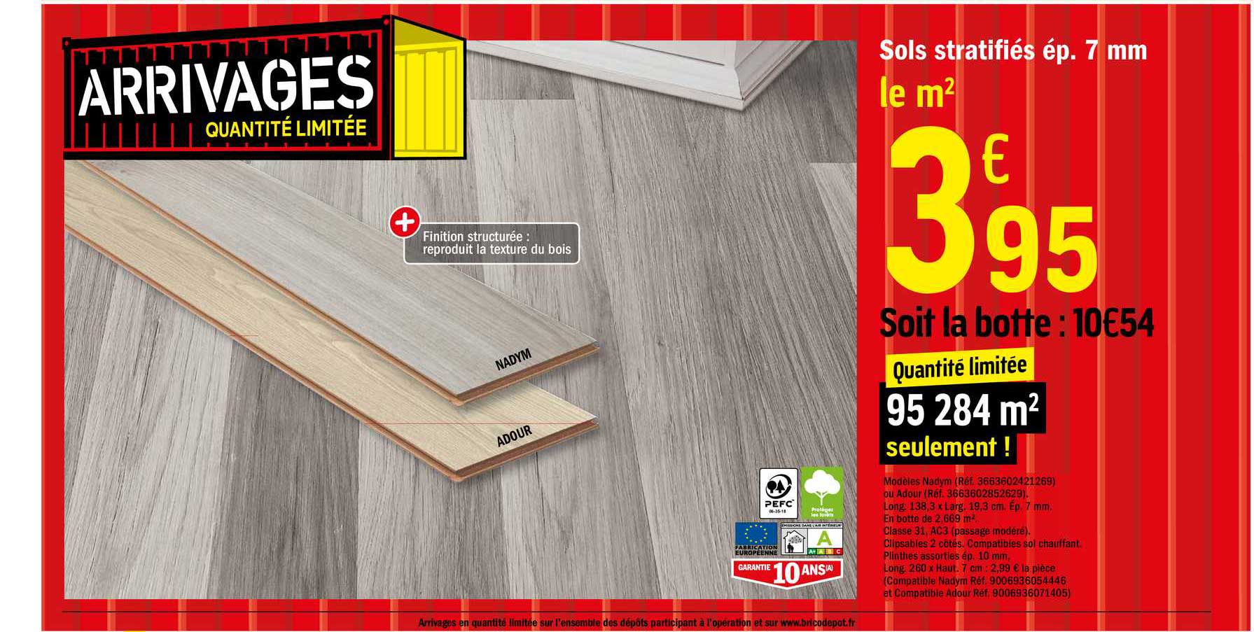 sols stratifiés ép. 7 mm