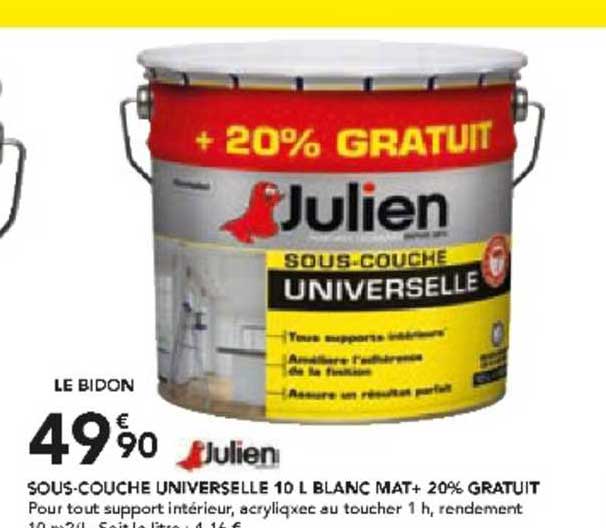 sous-couche universelle 10 l blanc mat+ 20% gratuit julien